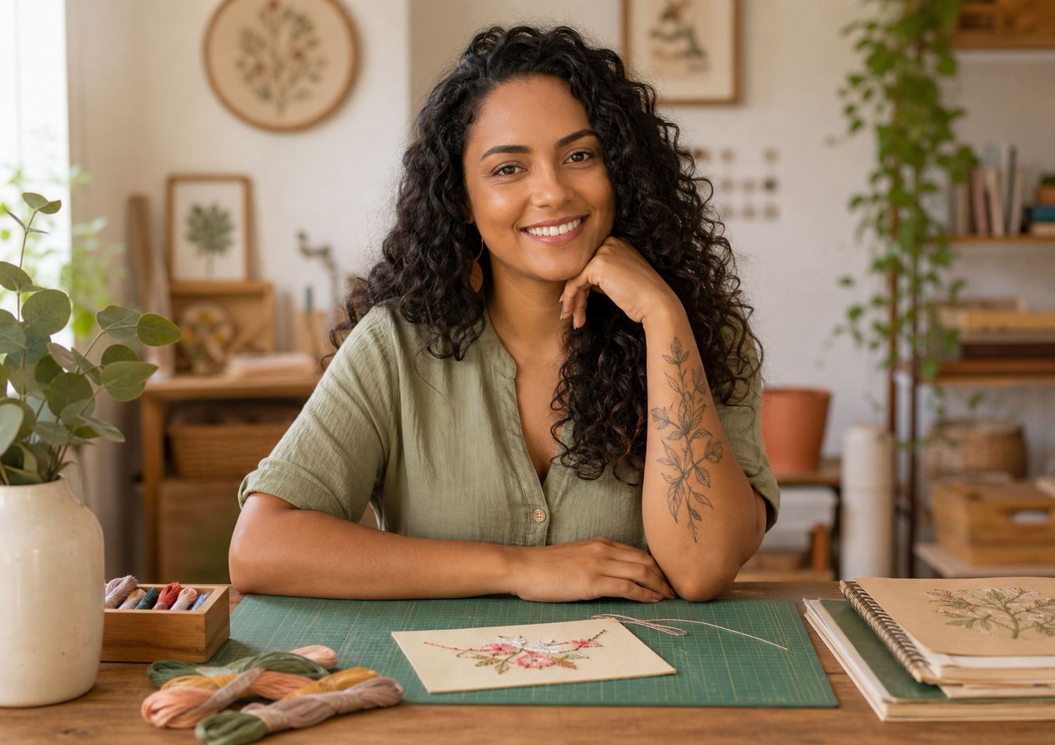Marina Oliveira, professora do curso Arte do bordado